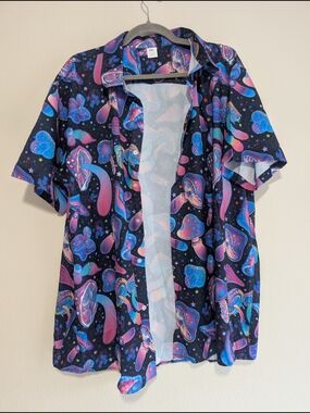 New Neon Mushroom Button Down Size XXL